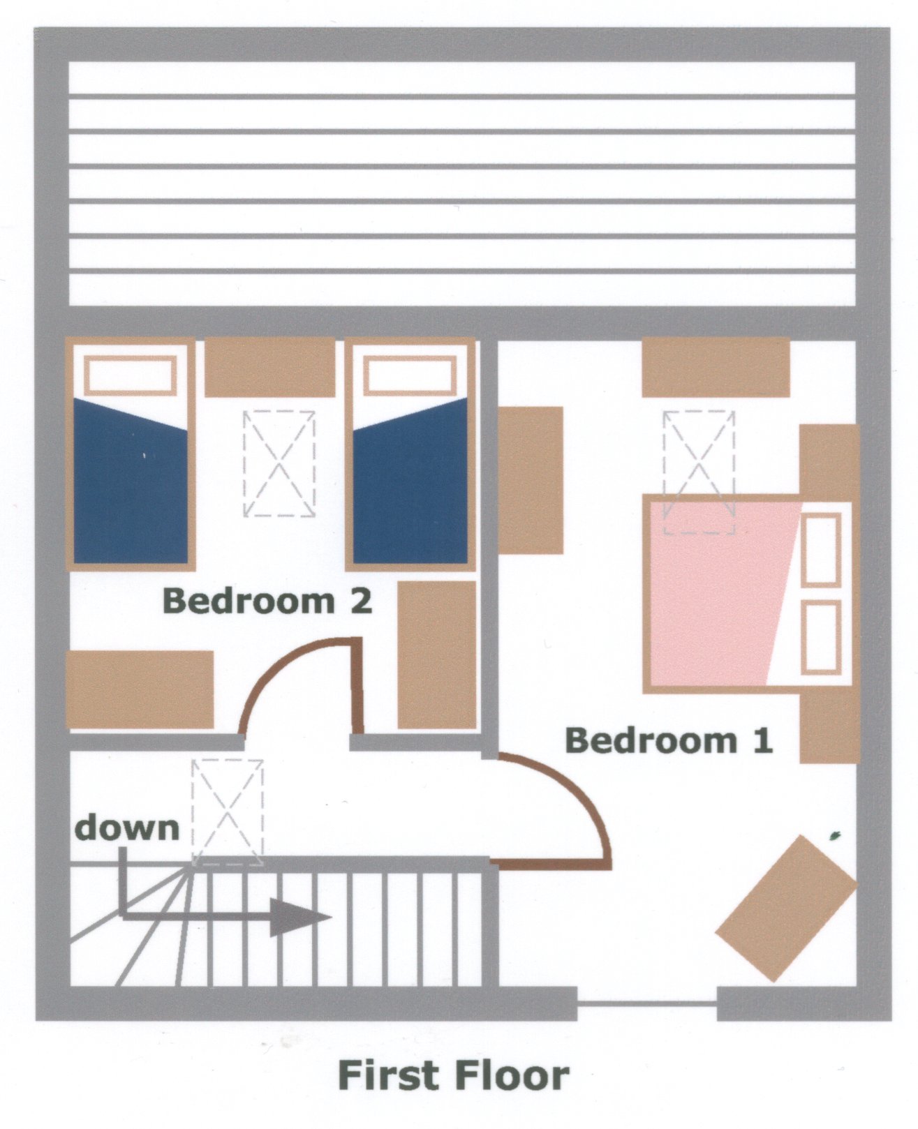 Details of the accommodation offered at Kitty's Loft, self-catering holiday cottage, Isle of Wight